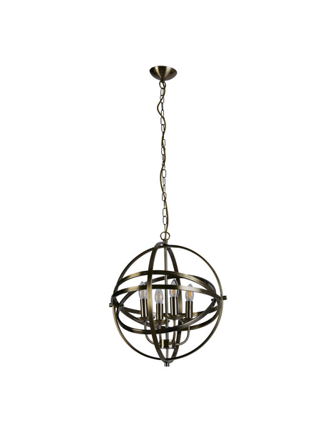 Searchlight Electric Orbit 4Lt Pendant  - Antique Brass Metal 2474-4AB
