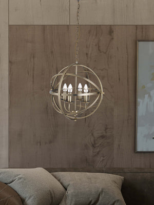 Searchlight Electric Orbit 4Lt Pendant  - Antique Brass Metal 2474-4AB