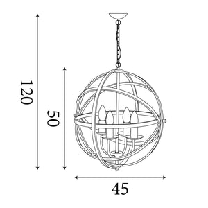 Searchlight Electric Orbit 4Lt Pendant  - Antique Brass Metal 2474-4AB