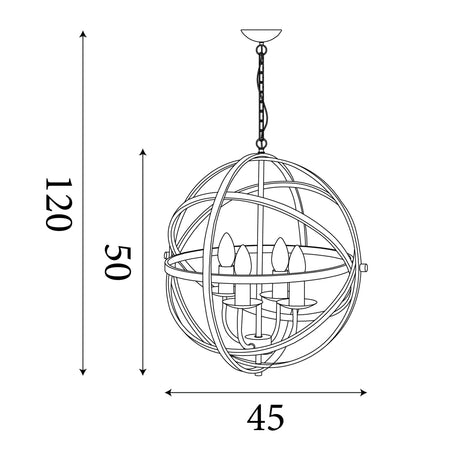 Searchlight Electric Orbit 4Lt Pendant  - Antique Brass Metal 2474-4AB
