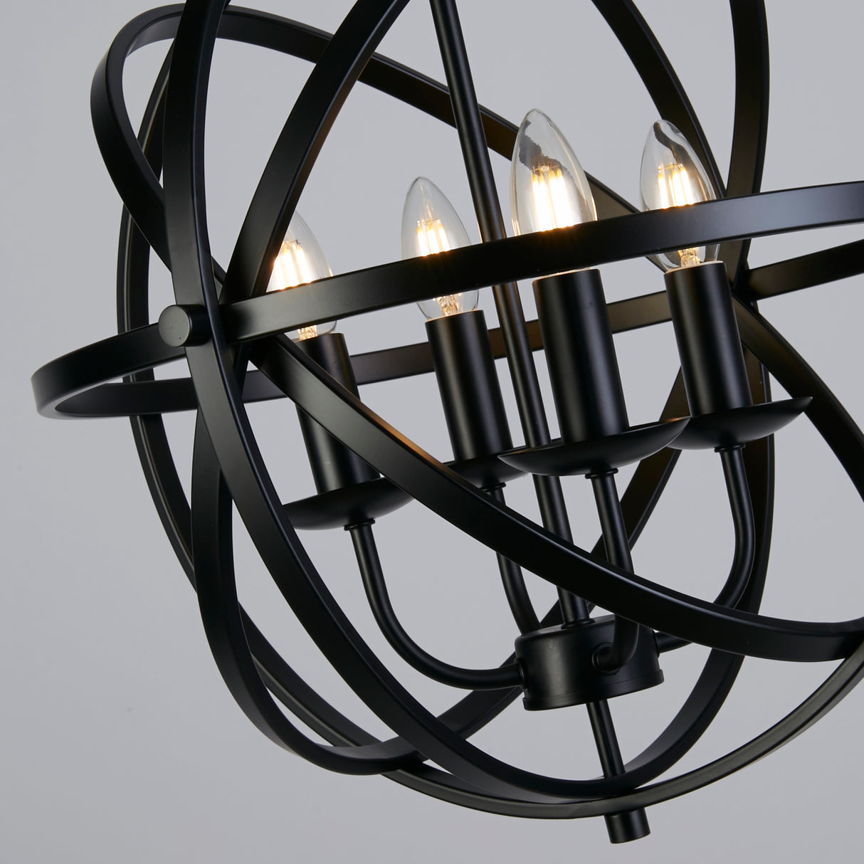 Searchlight Electric Orbit 4Lt Pendant  - Black Metal 2474-4BK