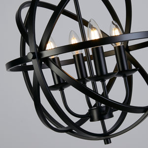 Searchlight Electric Orbit 4Lt Pendant  - Black Metal 2474-4BK
