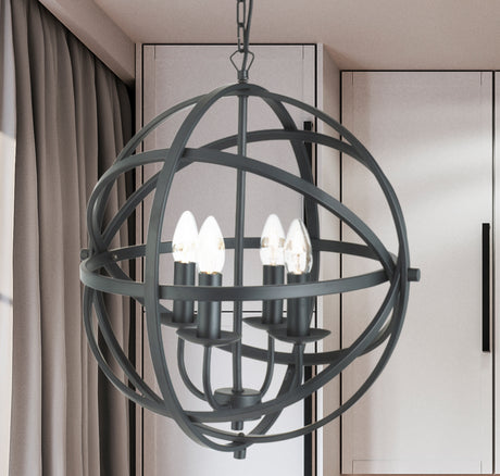 Searchlight Electric Orbit 4Lt Pendant  - Black Metal 2474-4BK