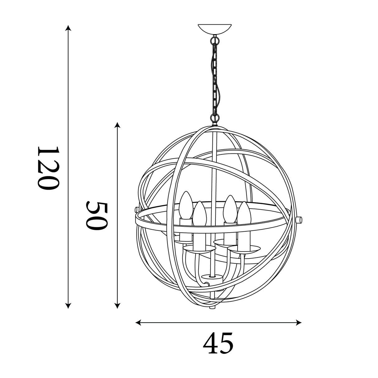 Searchlight Electric Orbit 4Lt Pendant  - Black Metal 2474-4BK