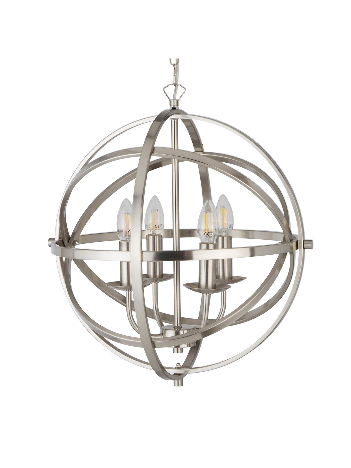 Searchlight Electric Orbit 4Lt Pendant  - Satin Silver Metal 2474-4SS