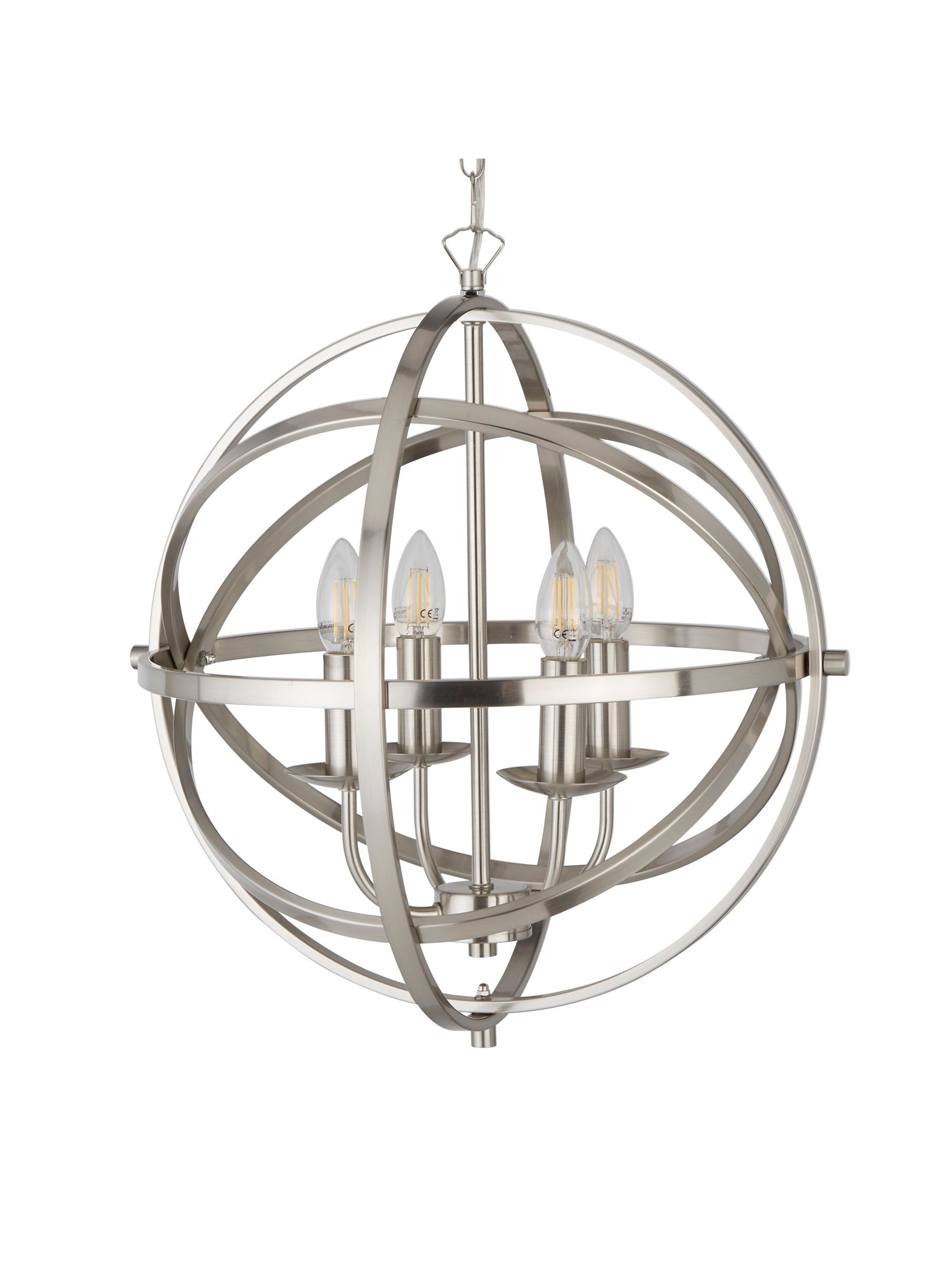Searchlight Electric Orbit 4Lt Pendant  - Satin Silver Metal 2474-4SS