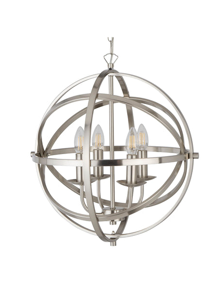Searchlight Electric Orbit 4Lt Pendant  - Satin Silver Metal 2474-4SS