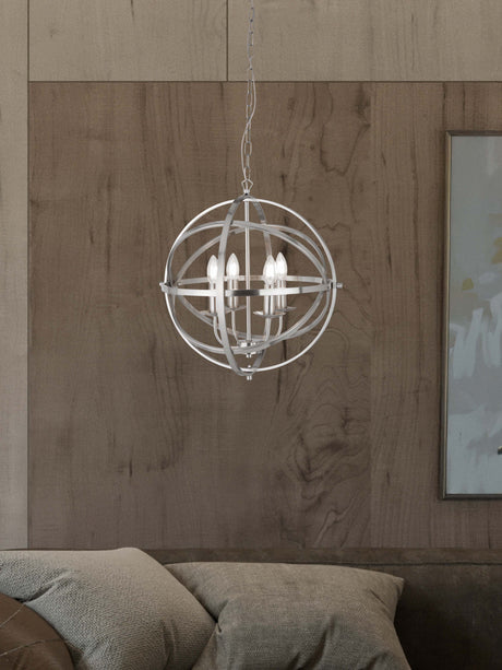 Searchlight Electric Orbit 4Lt Pendant  - Satin Silver Metal 2474-4SS