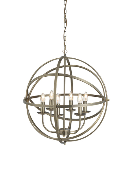 Orbit 6Lt Pendant  - Antique Brass Metal