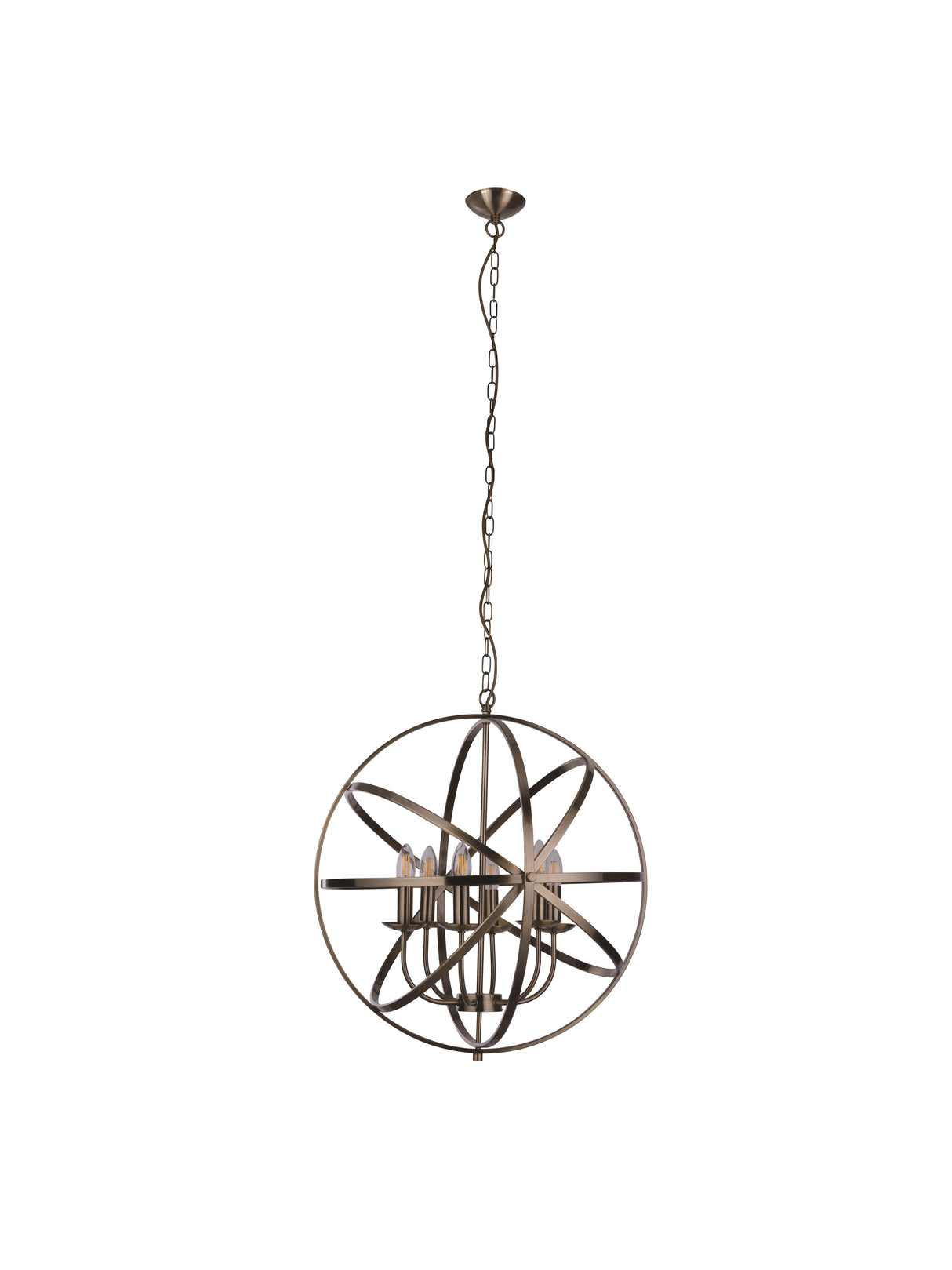 Searchlight Electric Orbit 6Lt Pendant  - Antique Brass Metal 2476-6AB