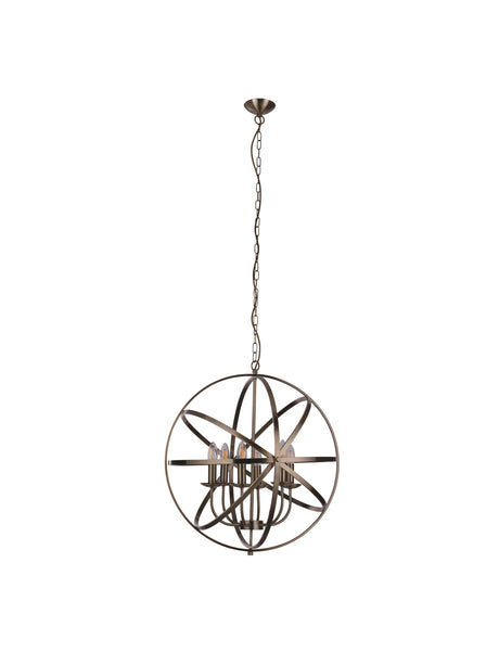 Searchlight Electric Orbit 6Lt Pendant  - Antique Brass Metal 2476-6AB
