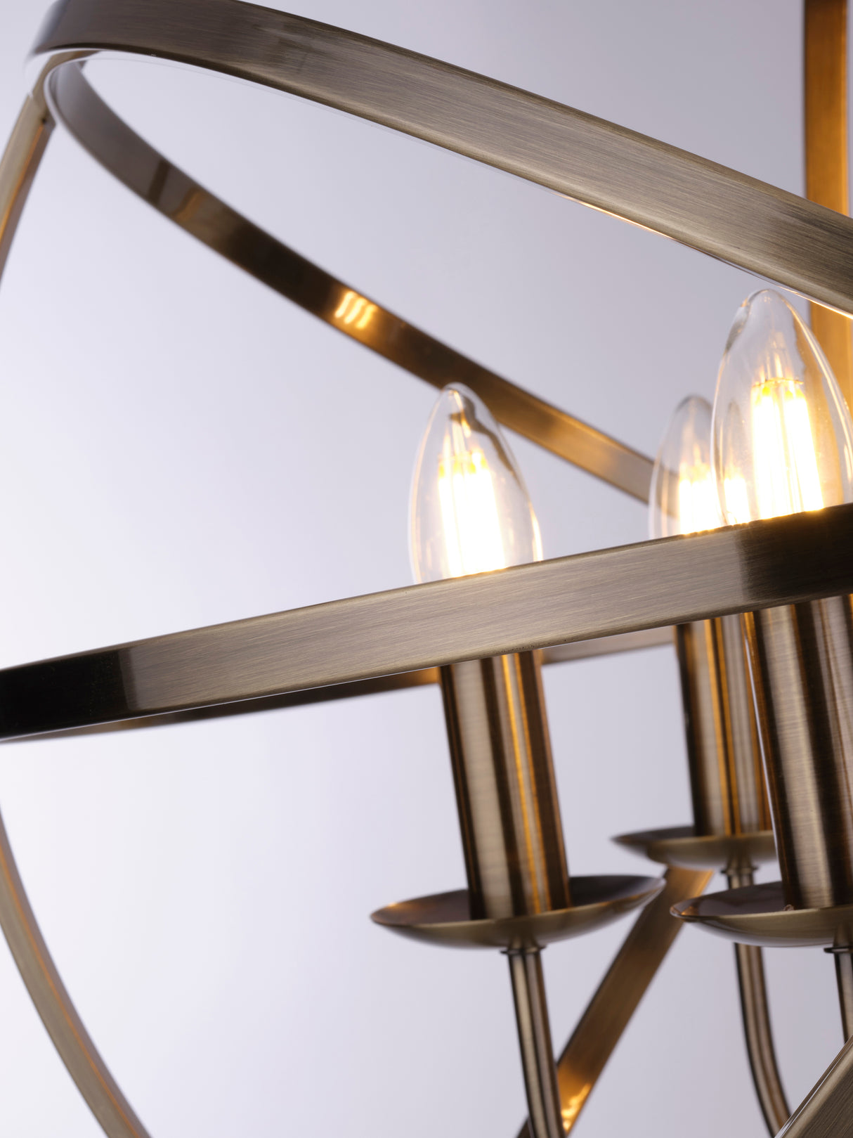 Searchlight Electric Orbit 6Lt Pendant  - Antique Brass Metal 2476-6AB