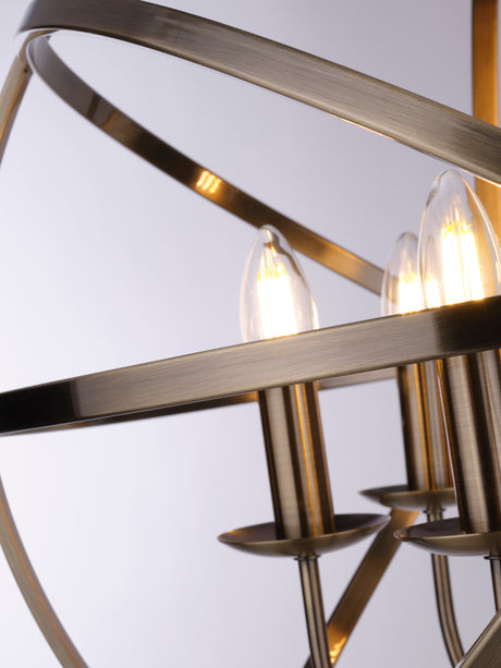 Searchlight Electric Orbit 6Lt Pendant  - Antique Brass Metal 2476-6AB