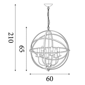 Searchlight Electric Orbit 6Lt Pendant  - Antique Brass Metal 2476-6AB