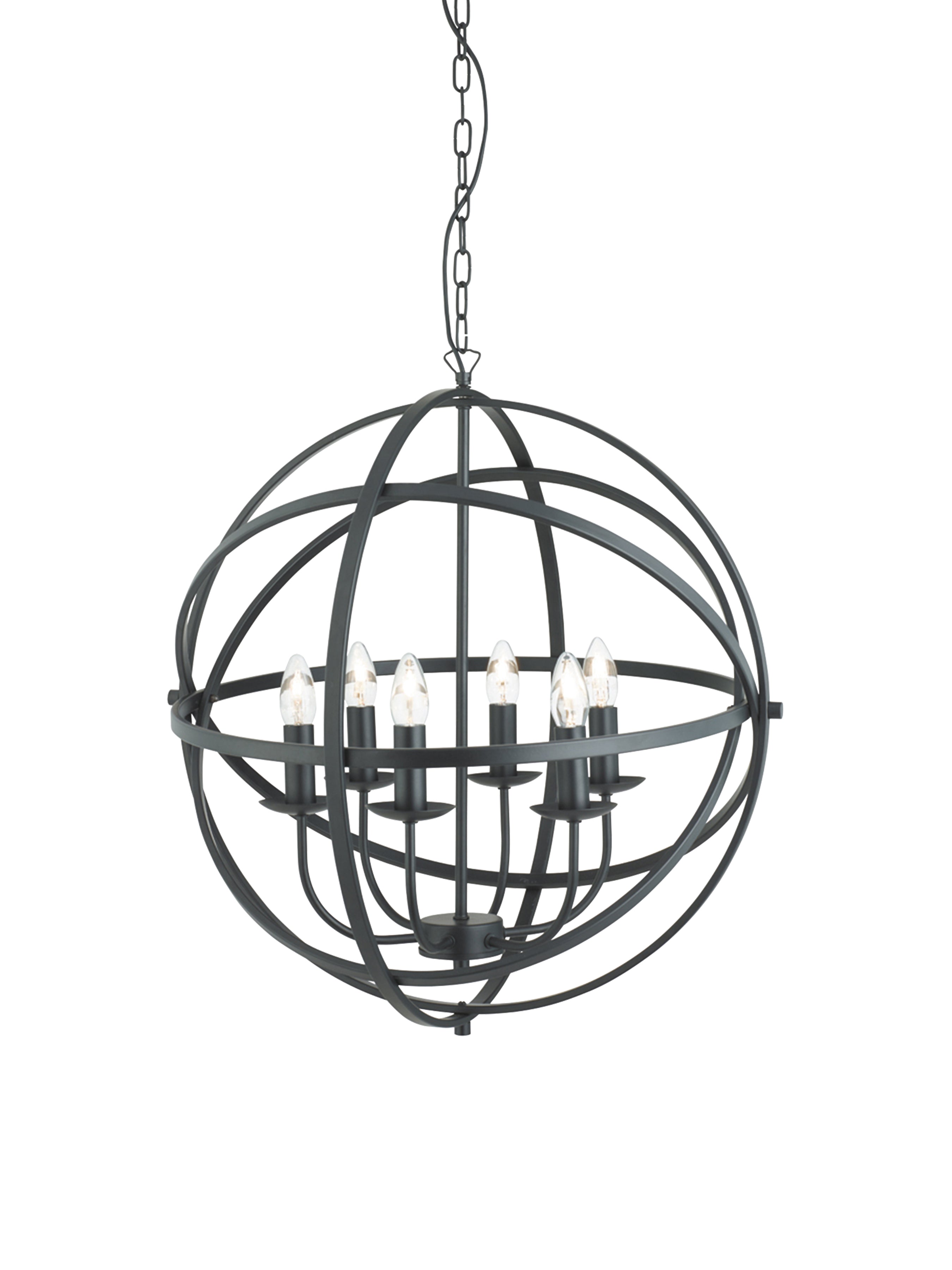 Orbit 6Lt Pendant - Black Metal