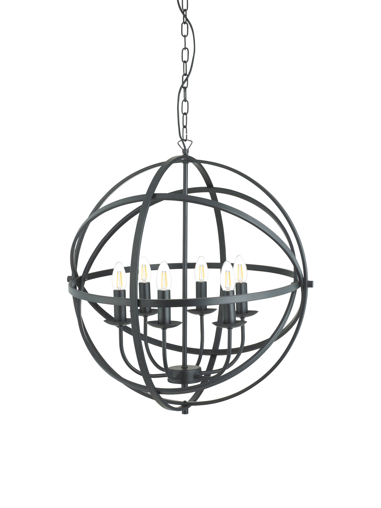 Searchlight Electric Orbit 6Lt Pendant - Black Metal 2476-6BK