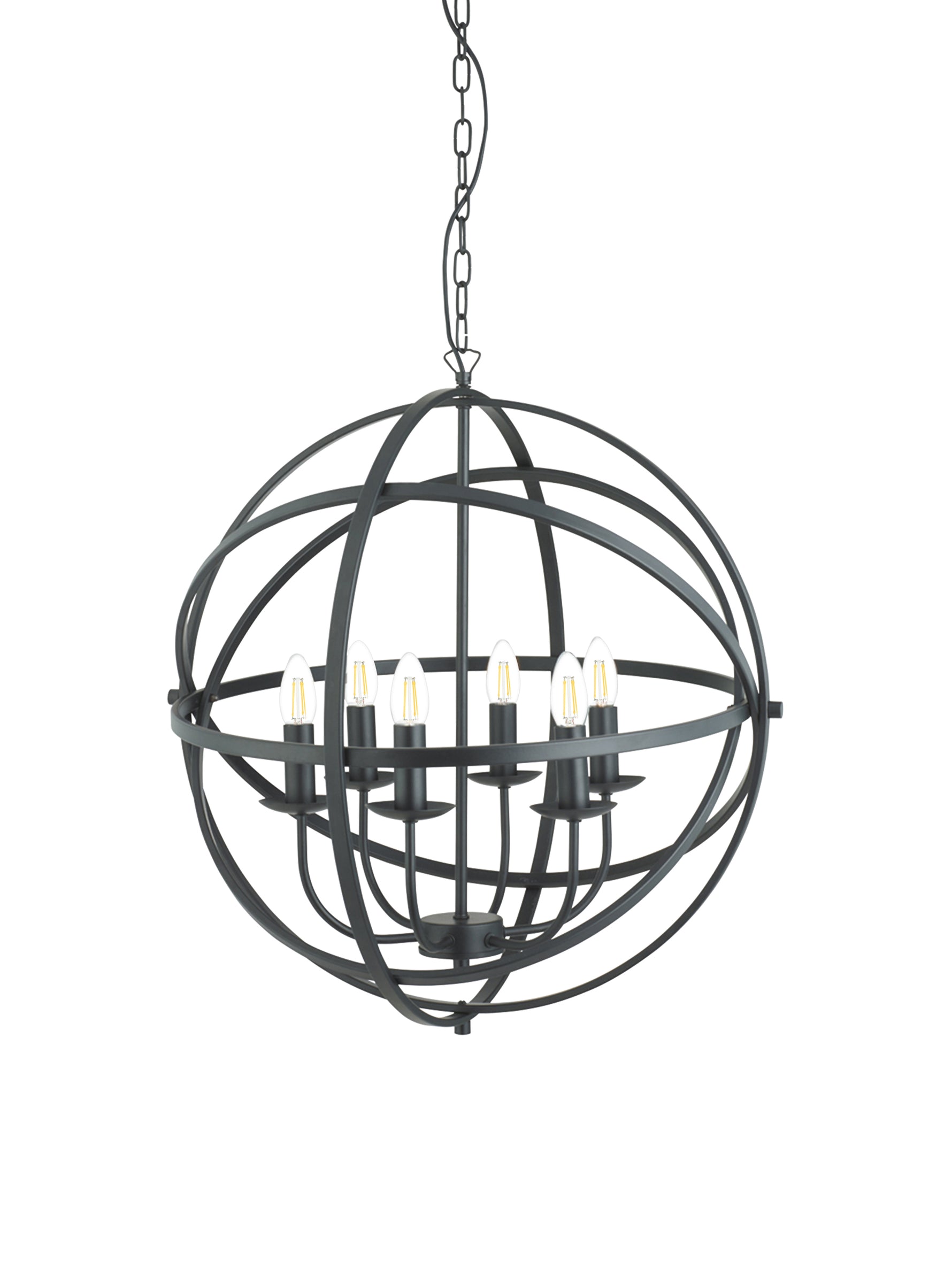 Searchlight Electric Orbit 6Lt Pendant - Black Metal 2476-6BK
