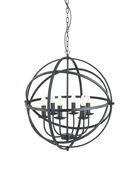 Searchlight Electric Orbit 6Lt Pendant - Black Metal 2476-6BK