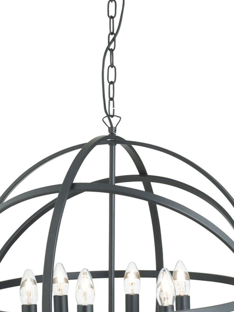 Searchlight Electric Orbit 6Lt Pendant - Black Metal 2476-6BK