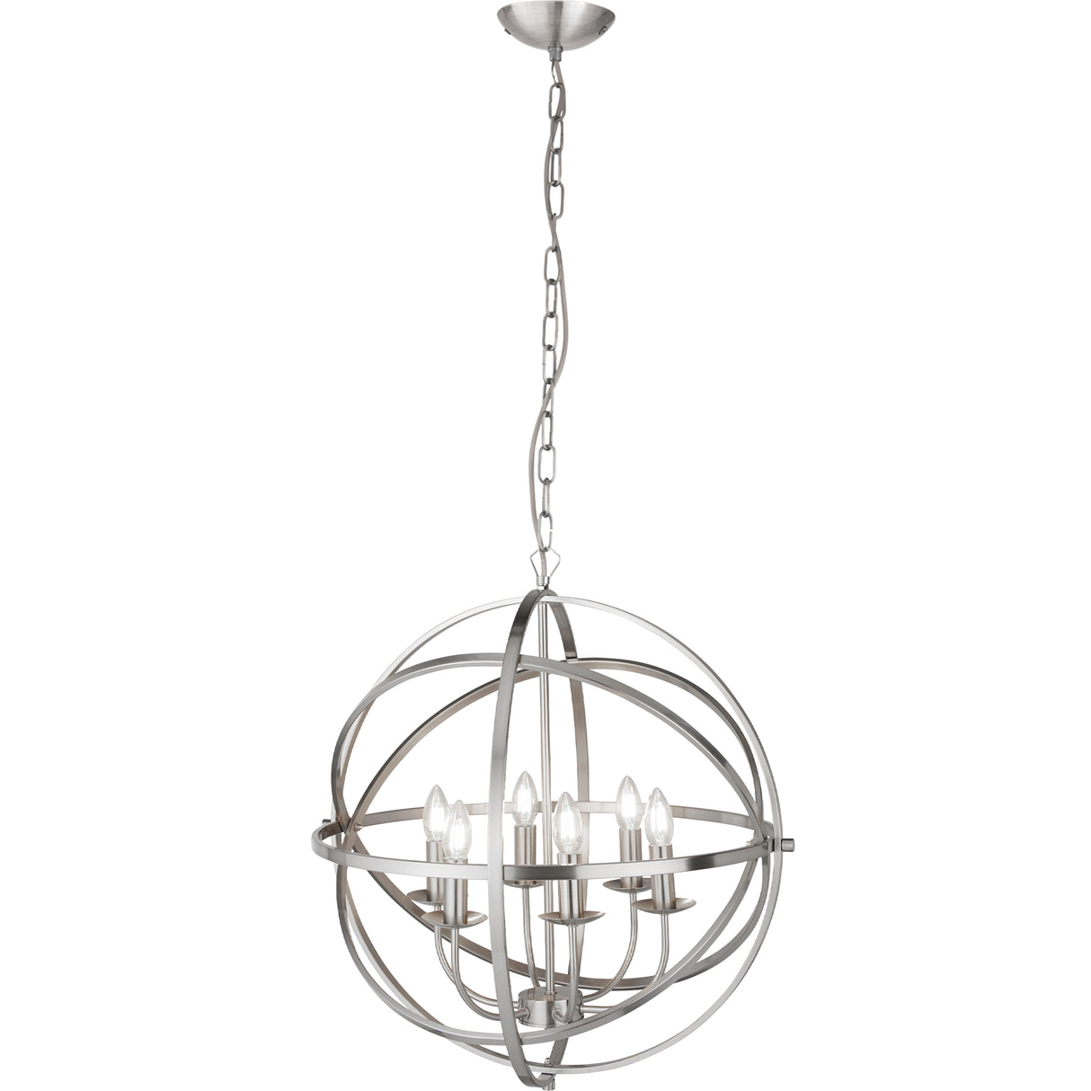 Orbit 6Lt Pendant - Satin Silver Metal
