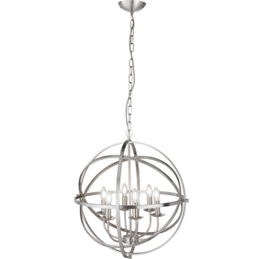 Orbit 6Lt Pendant - Satin Silver Metal