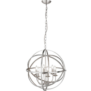 Orbit 6Lt Pendant - Satin Silver Metal