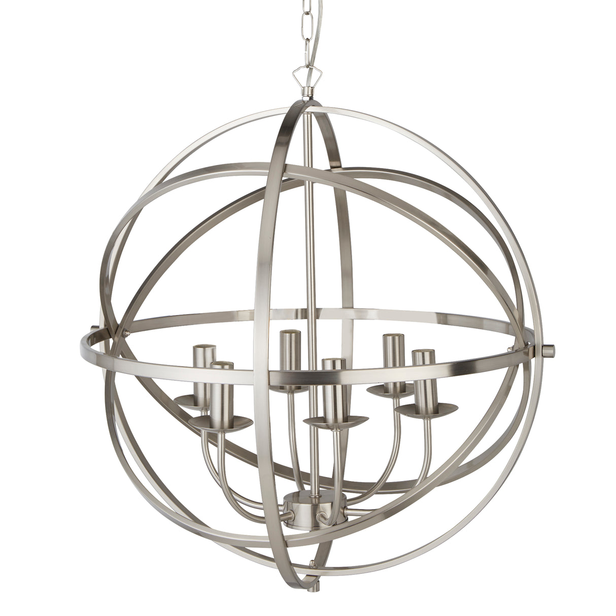 Searchlight Electric Orbit 6Lt Pendant - Satin Silver Metal 2476-6SS