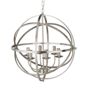 Searchlight Electric Orbit 6Lt Pendant - Satin Silver Metal 2476-6SS