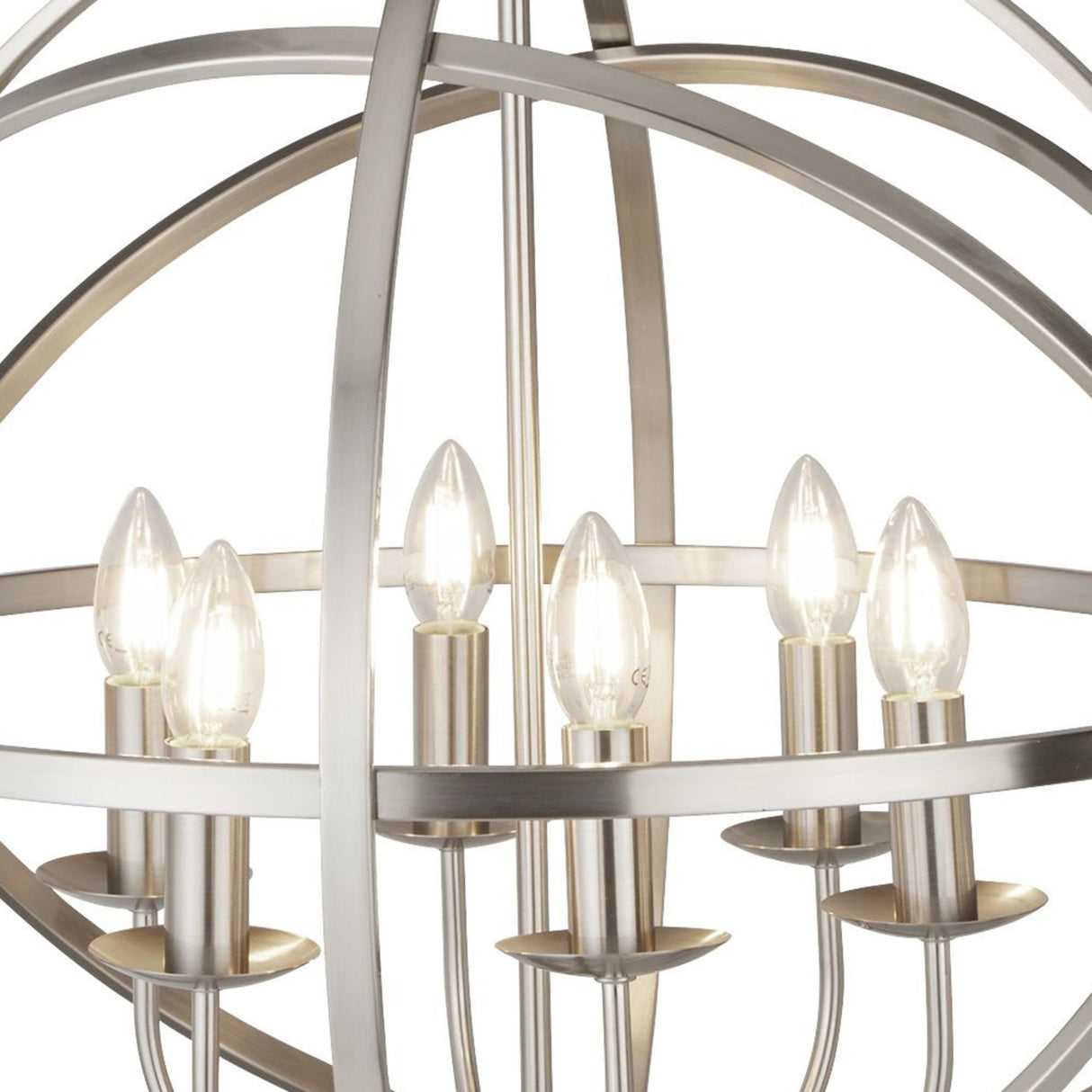 Searchlight Electric Orbit 6Lt Pendant - Satin Silver Metal 2476-6SS