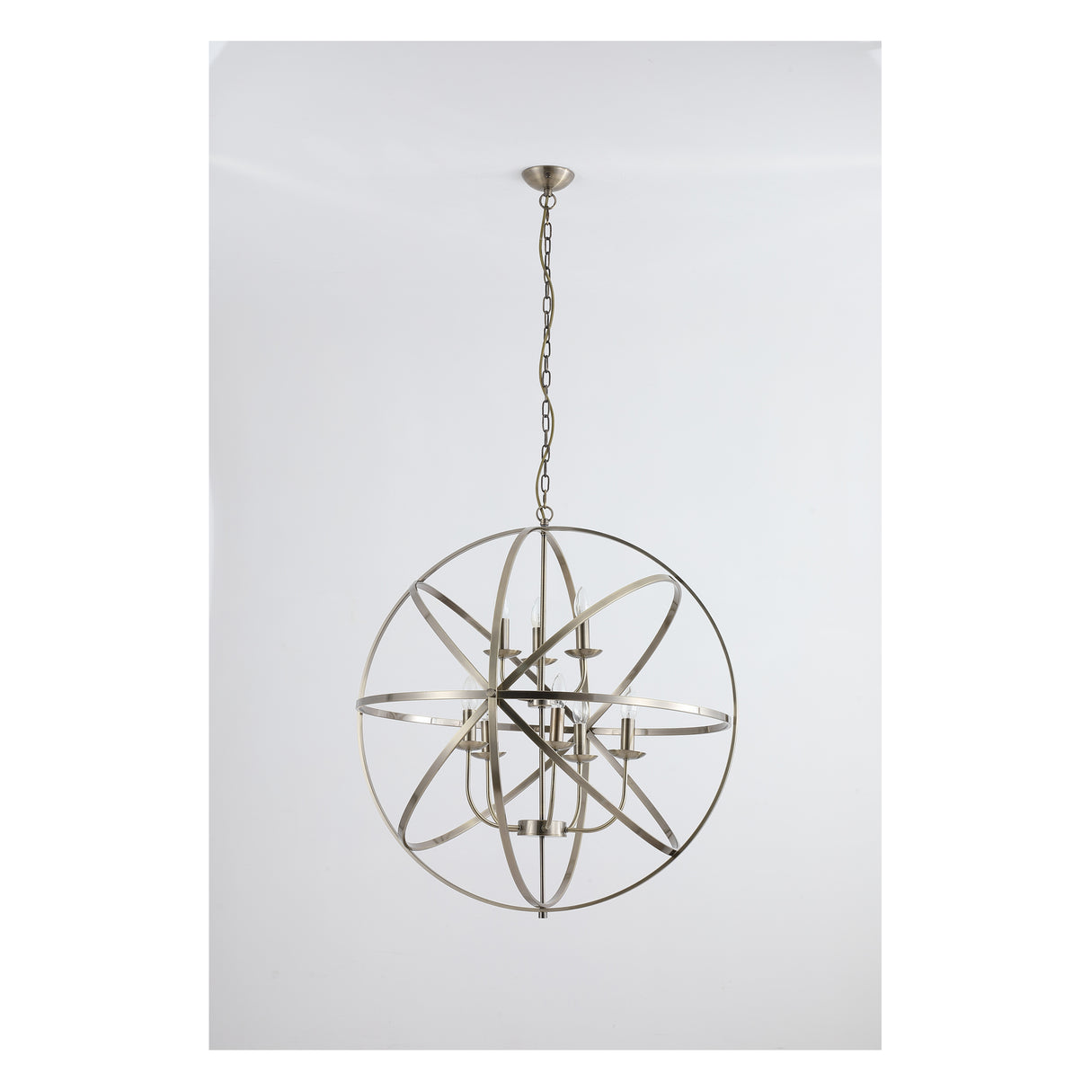 Searchlight Electric Orbit 8Lt Pendant, Antique Brass Metal 2478-8AB