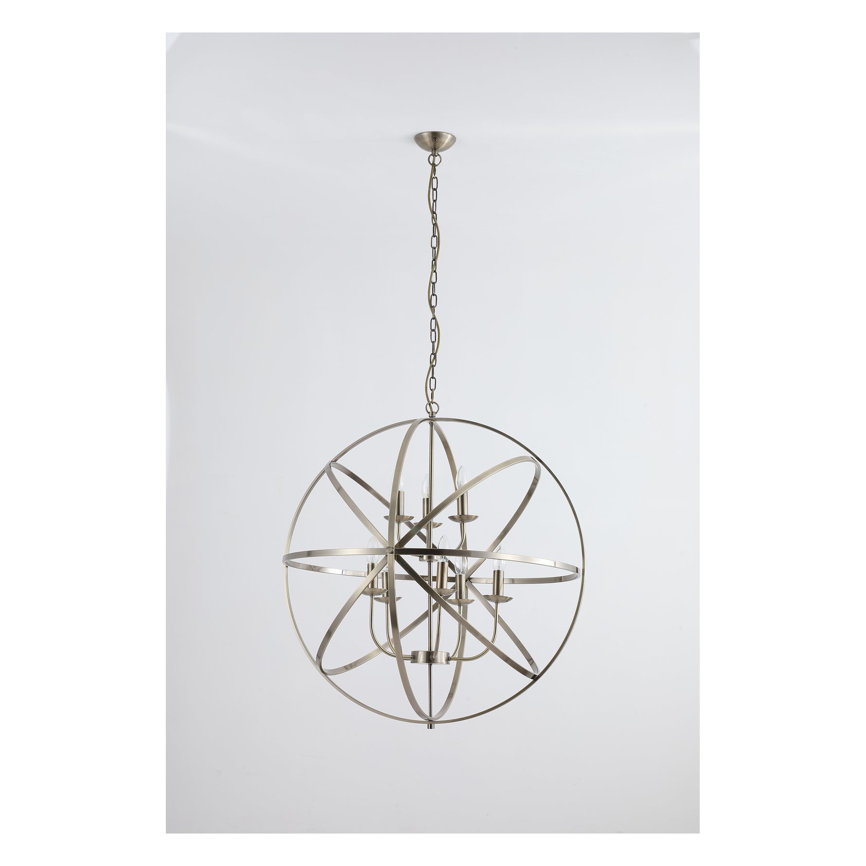 Searchlight Electric Orbit 8Lt Pendant, Antique Brass Metal 2478-8AB