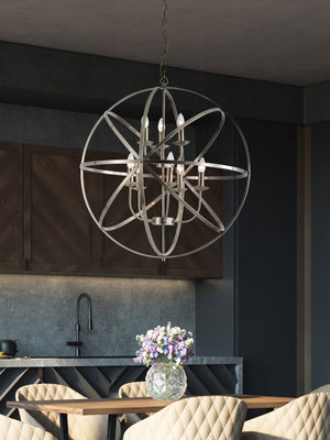 Searchlight Electric Orbit 8Lt Pendant, Antique Brass Metal 2478-8AB