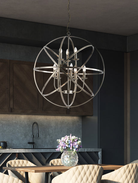 Searchlight Electric Orbit 8Lt Pendant, Antique Brass Metal 2478-8AB