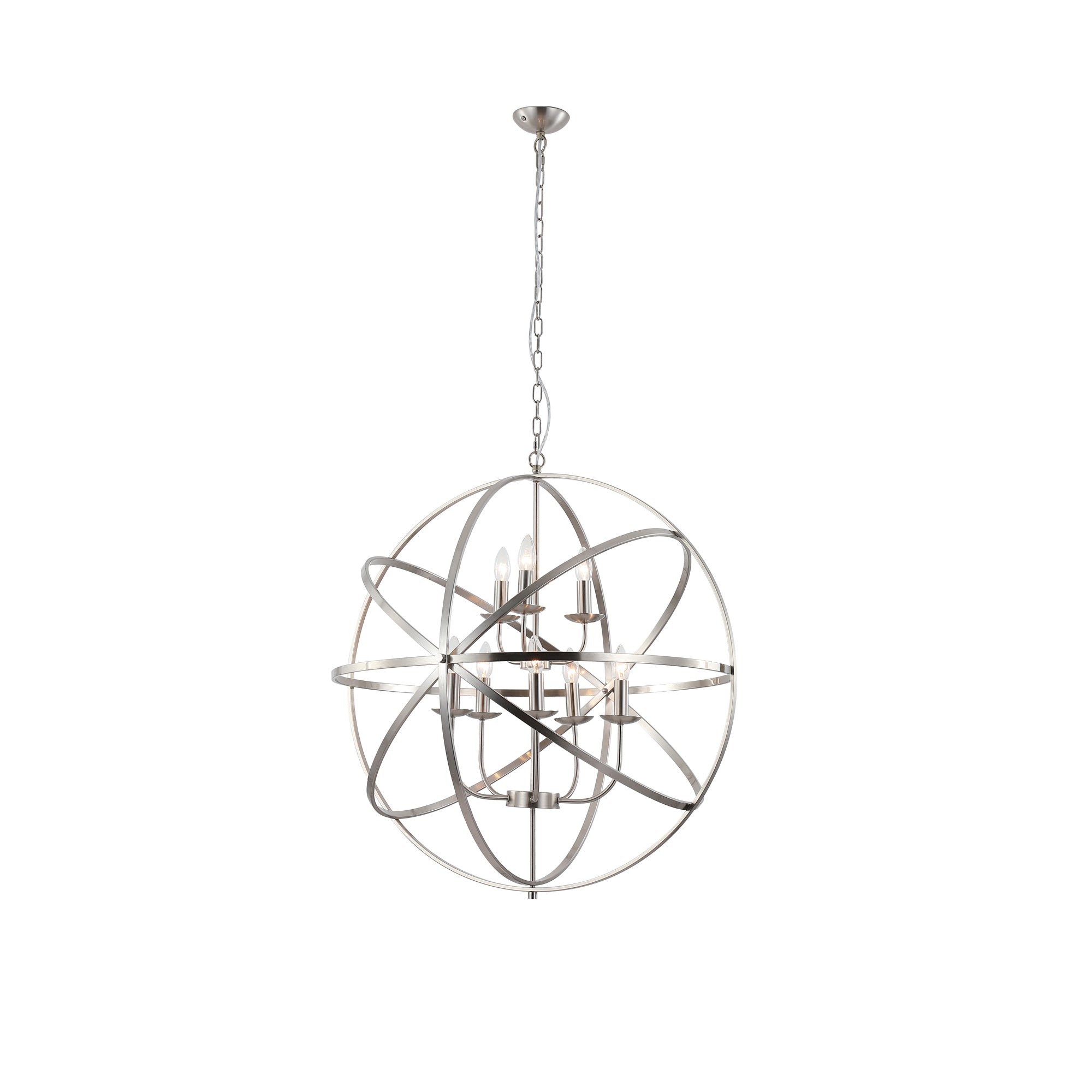 Orbit 8Lt Pendant, Satin Silver Metal