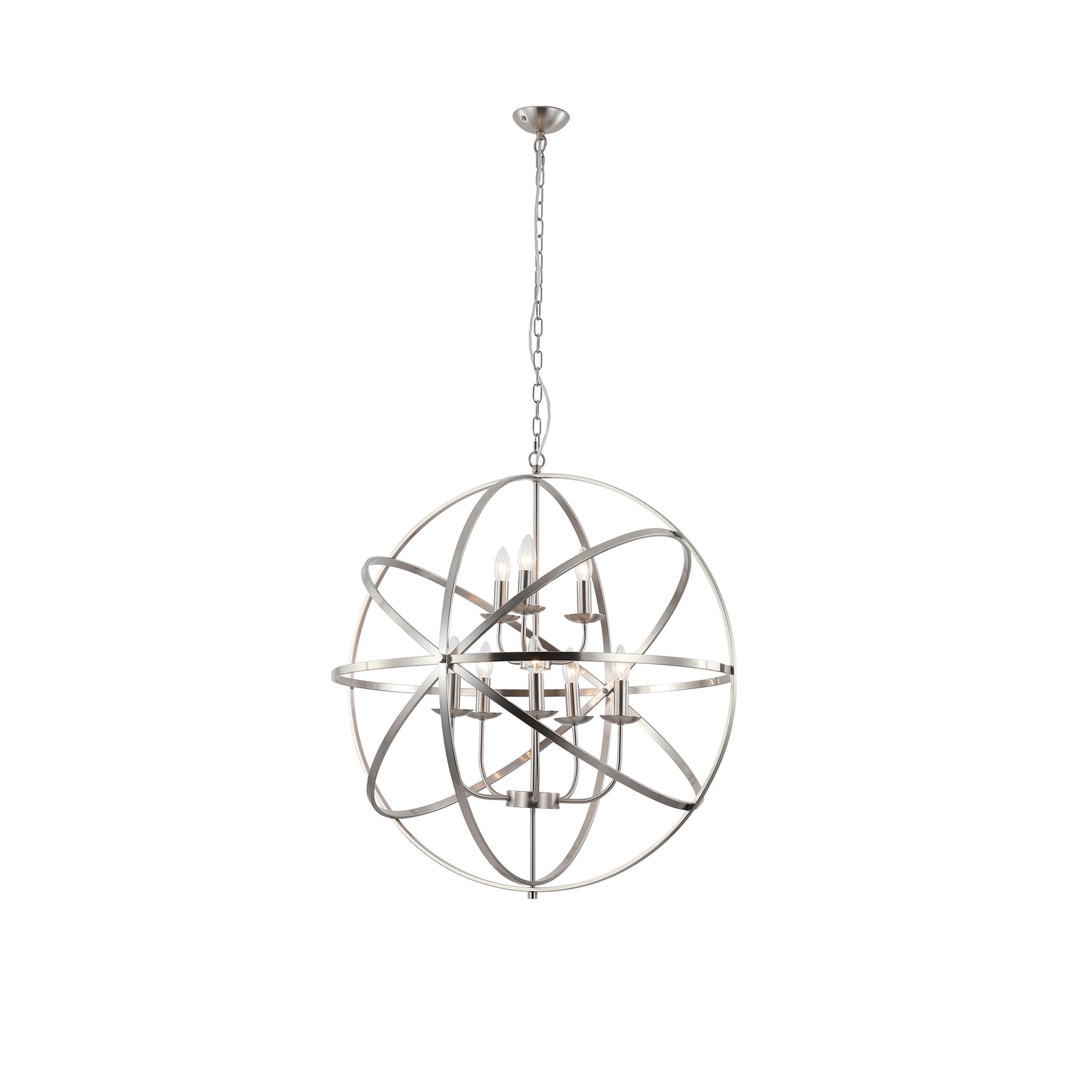 Orbit 8Lt Pendant, Satin Silver Metal
