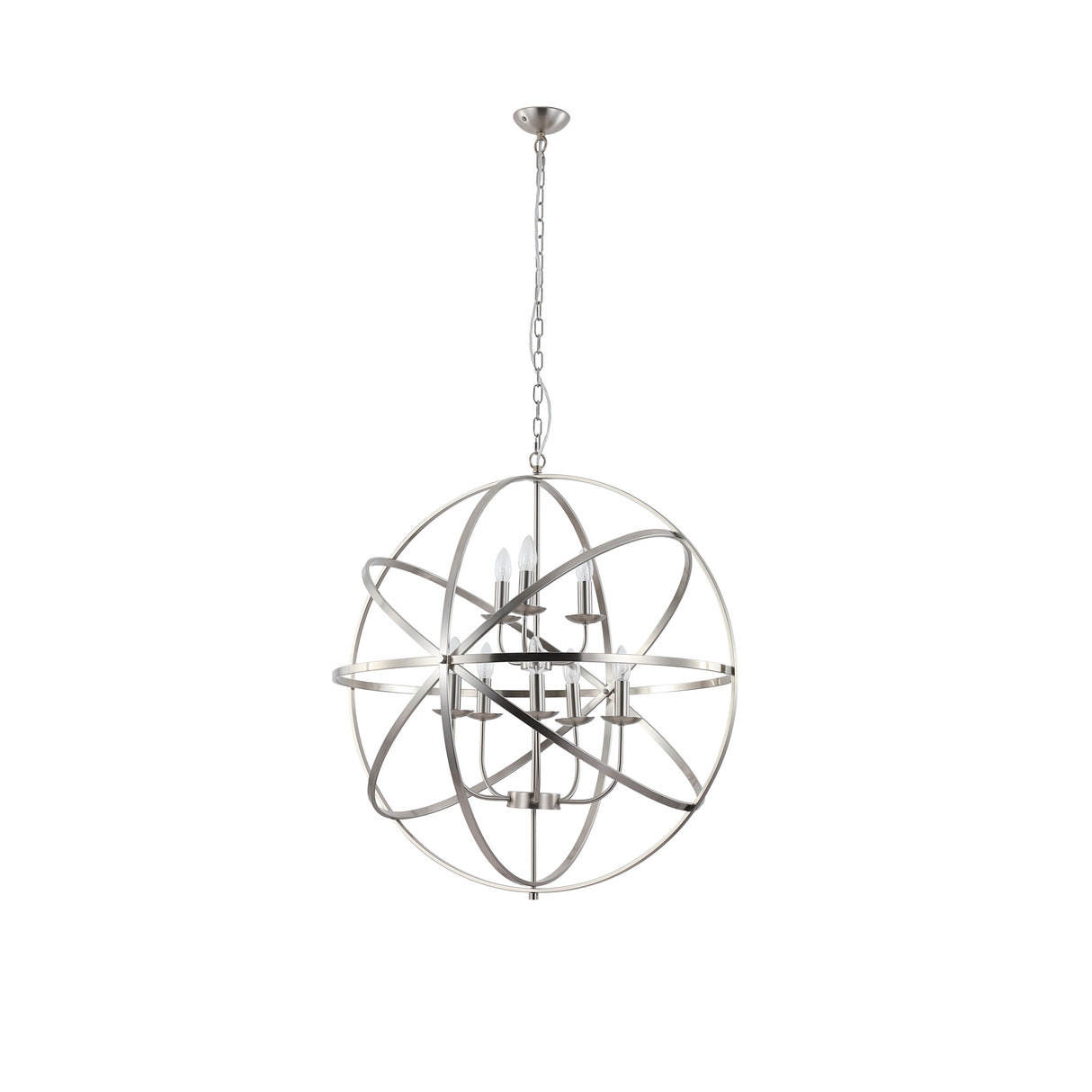 Searchlight Electric Orbit 8Lt Pendant, Satin Silver Metal 2478-8SS
