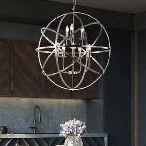 Searchlight Electric Orbit 8Lt Pendant, Satin Silver Metal 2478-8SS