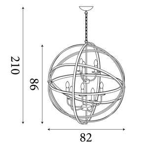 Searchlight Electric Orbit 8Lt Pendant, Satin Silver Metal 2478-8SS
