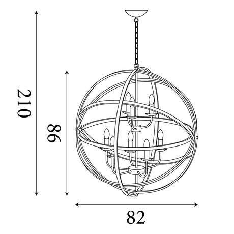 Searchlight Electric Orbit 8Lt Pendant, Satin Silver Metal 2478-8SS
