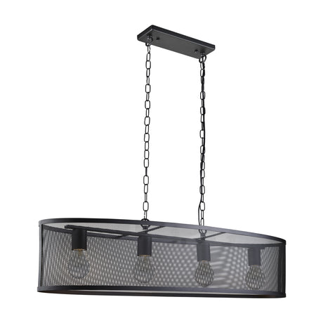 Searchlight Electric Fishnet 4Lt Oval Pendant  - Matt Black Metal & Mesh Shade 2484-4BK