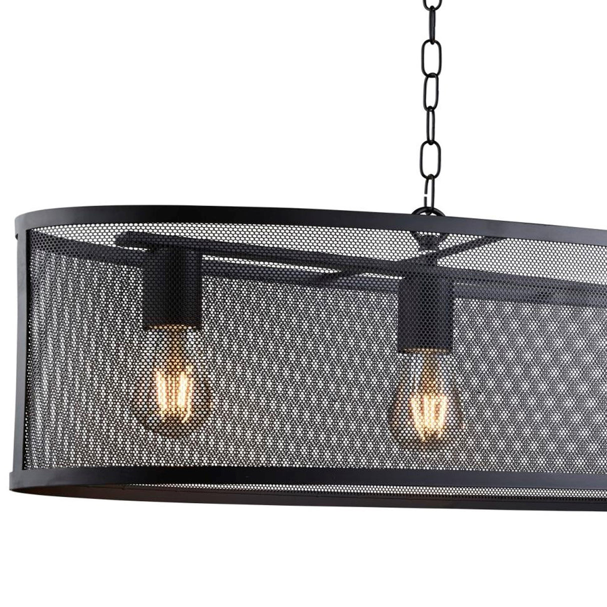 Searchlight Electric Fishnet 4Lt Oval Pendant  - Matt Black Metal & Mesh Shade 2484-4BK