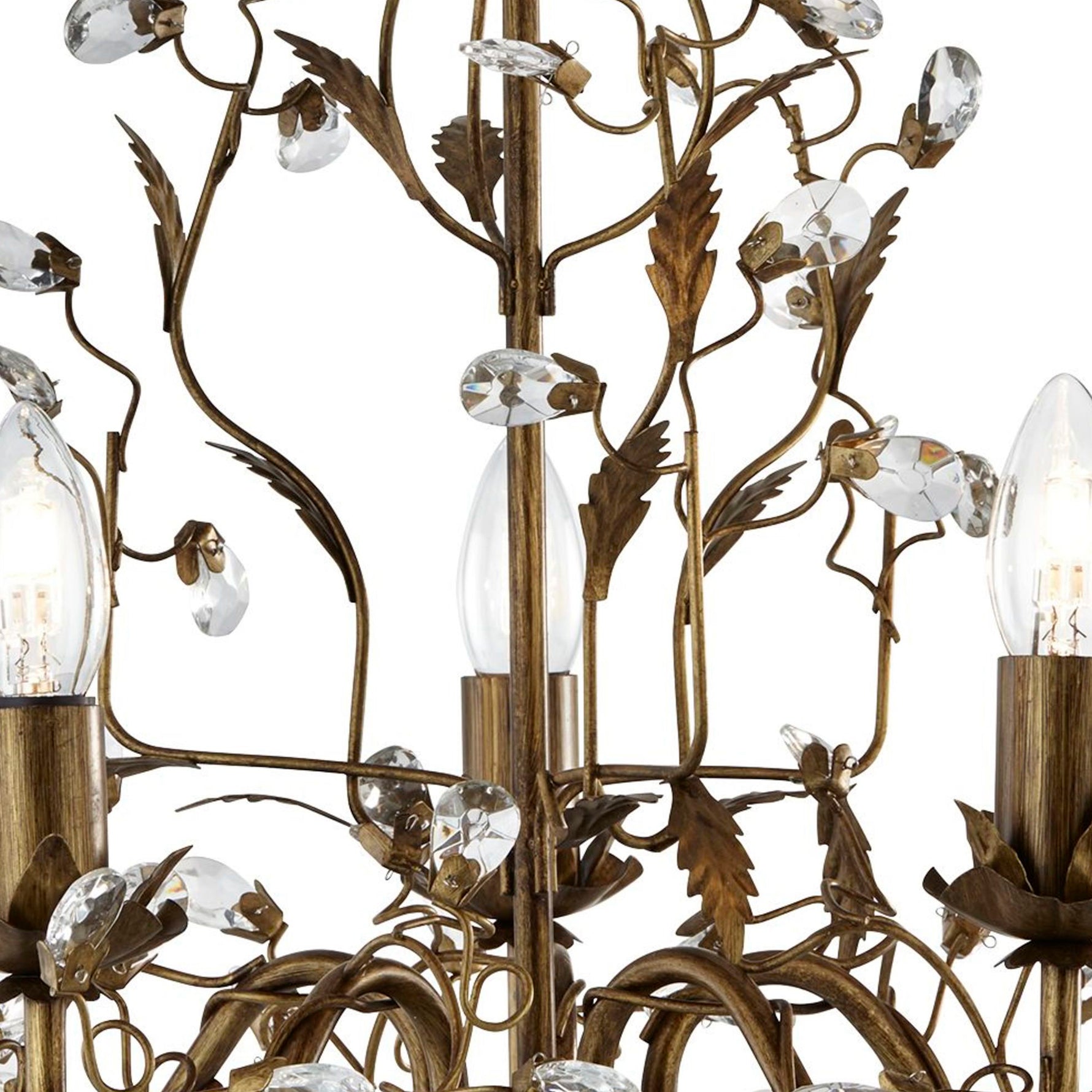 Searchlight Electric Almandite 5Lt Pendant - Brown Gold Metal & Clear Crystal 2495-5BR