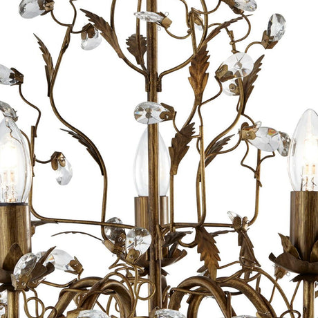 Searchlight Electric Almandite 5Lt Pendant - Brown Gold Metal & Clear Crystal 2495-5BR
