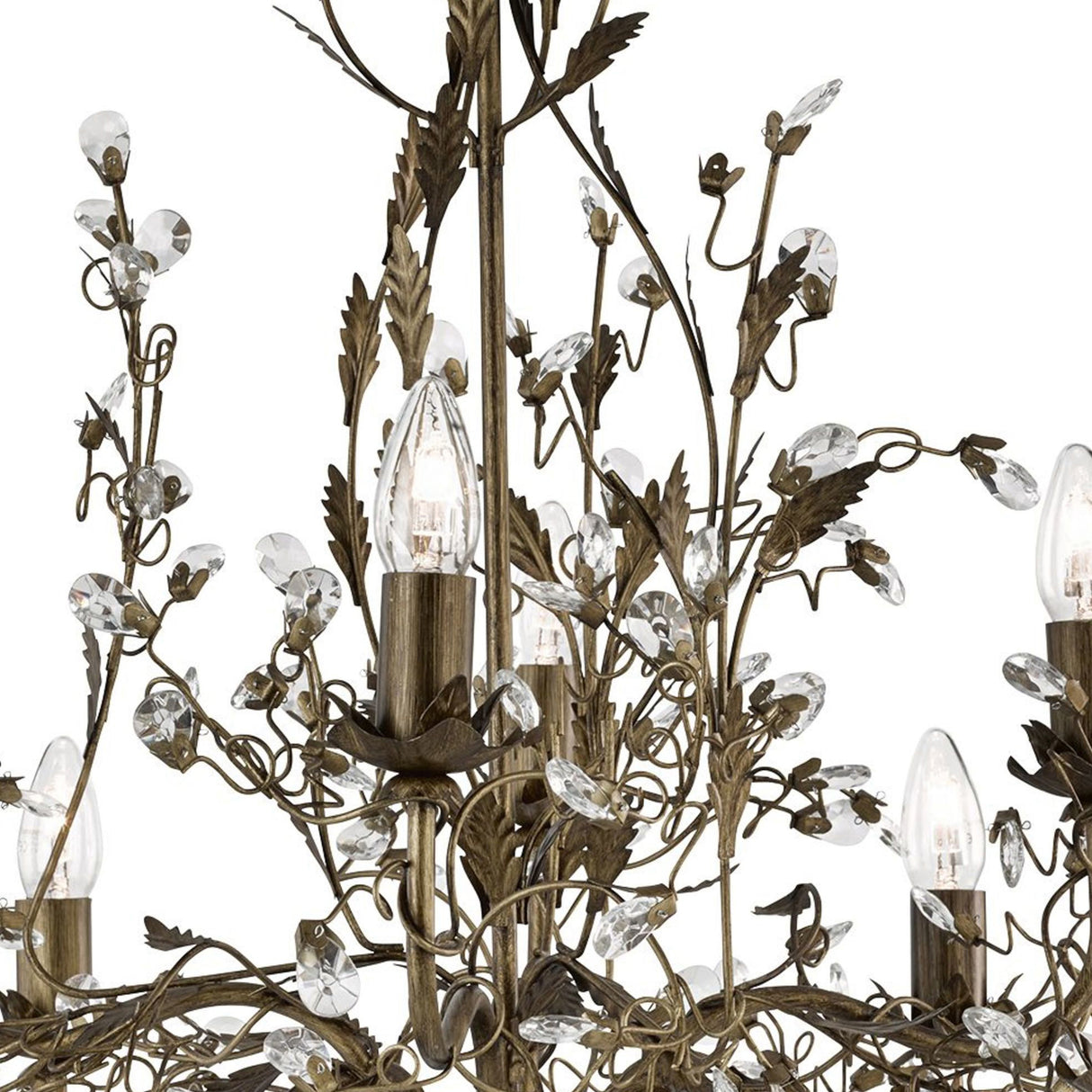 Searchlight Electric Almandite 8Lt Pendant  - Brown Gold Metal & Clear Crystal 2498-8BR