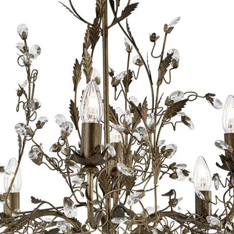 Searchlight Electric Almandite 8Lt Pendant  - Brown Gold Metal & Clear Crystal 2498-8BR