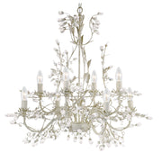 Alamandite 8Lt Pendant - Cream & Gold Metal & Glass Drops