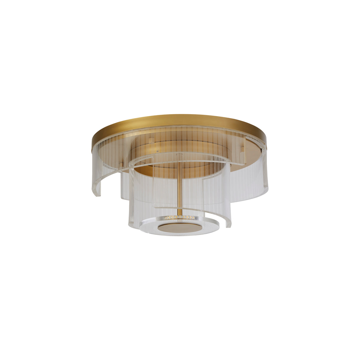 Searchlight Electric Deco LED Flush, Gold Metal and Clear Acrylic 25051-400GO