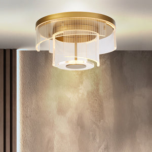 Searchlight Electric Deco LED Flush, Gold Metal and Clear Acrylic 25051-400GO
