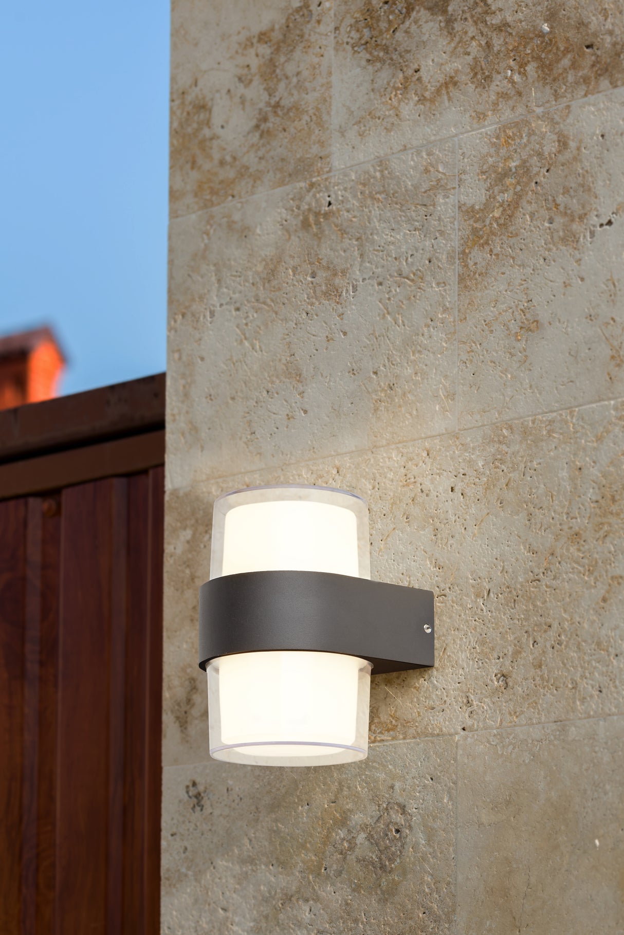 Searchlight Electric Pittsburgh Outdoor Wall Light  - Black Metal & Opal 25123-2BK