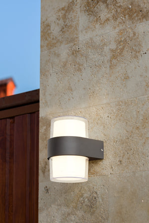 Searchlight Electric Pittsburgh Outdoor Wall Light  - Black Metal & Opal 25123-2BK